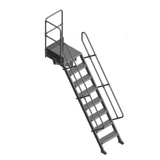 SCALA A 45° DA 07 GRADINI+PIATTAFORMA CON SBARCO A m 2,25