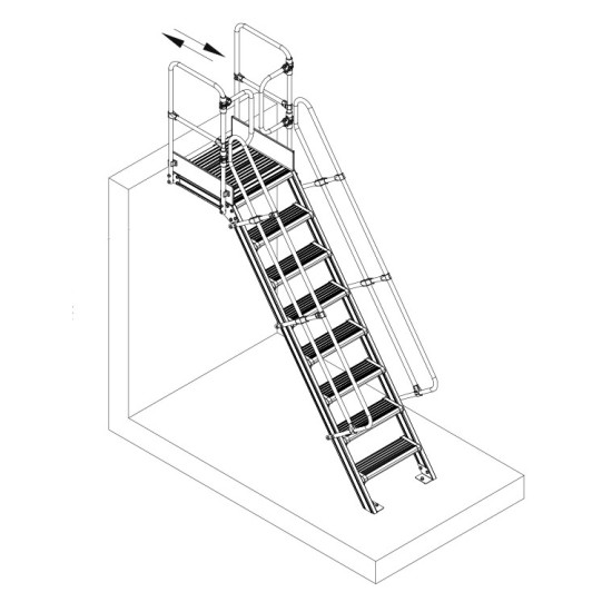 SCALA A 45° DA 07 GRADINI+PIATTAFORMA CON SBARCO A m 2,25