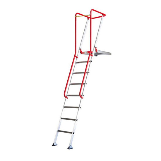 SCALA PER CASSERO IN ALLUMINIO 7 GRADINI + PIATTAFORMA