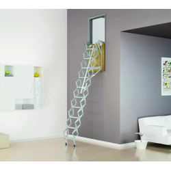 SCALA RETRATTILE HARMONICA DA PARETE CON BOTOLA DA cm 70X130