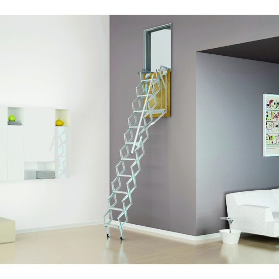 SCALA RETRATTILE HARMONICA DA PARETE CON BOTOLA DA cm 70X130