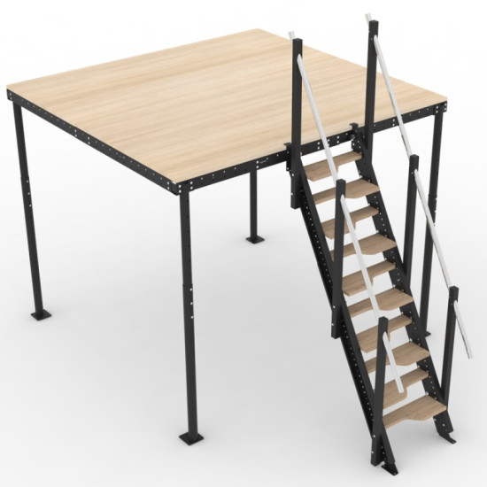 SCALA M GIAPPONESE IN ACCIAIO BIANCO CON GRADINI ALTERNATI IN LEGNO 