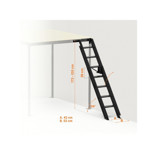 SCALA RICHIUDIBILE SALVA SPAZIO M BIANCA INCLINAZIONE 54° CON CORRIMANO