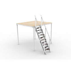 SCALA S GIAPPONESE IN ACCIAIO BIANCO CON GRADINI ALTERNATI IN LEGNO 