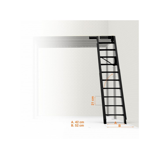 SCALA RICHIUDIBILE SALVA SPAZIO S BIANCA INCLINAZIONE 45° CON CORRIMANO