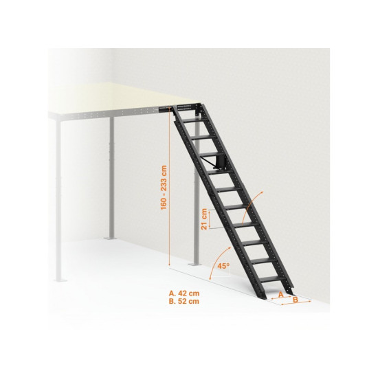 SCALA RICHIUDIBILE SALVA SPAZIO S BIANCA INCLINAZIONE 45° CON CORRIMANO