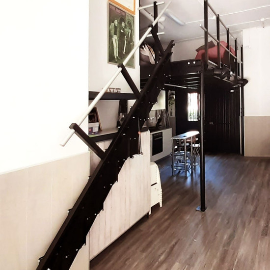 SCALA RICHIUDIBILE SALVA SPAZIO S BIANCA INCLINAZIONE 54° CON CORRIMANO