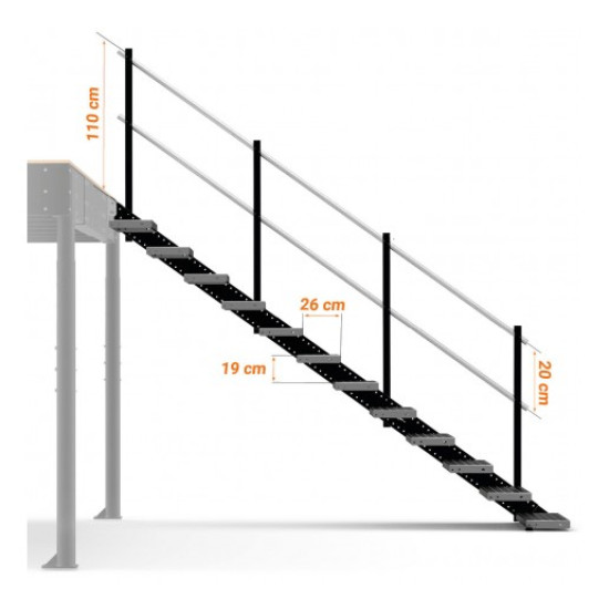 SCALA SALITA COMODA INCLINAZIONE 36° L NERA