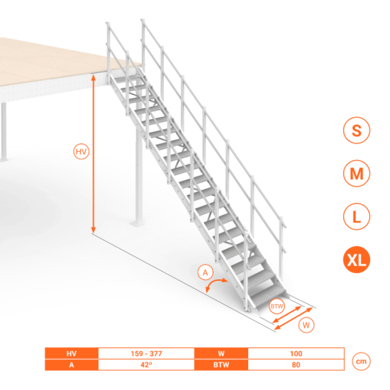 SCALA SALITA COMODA INCLINAZIONE 42° XL BIANCA