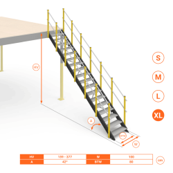 SCALA SALITA COMODA INCLINAZIONE 42° XL NERA E GIALLA