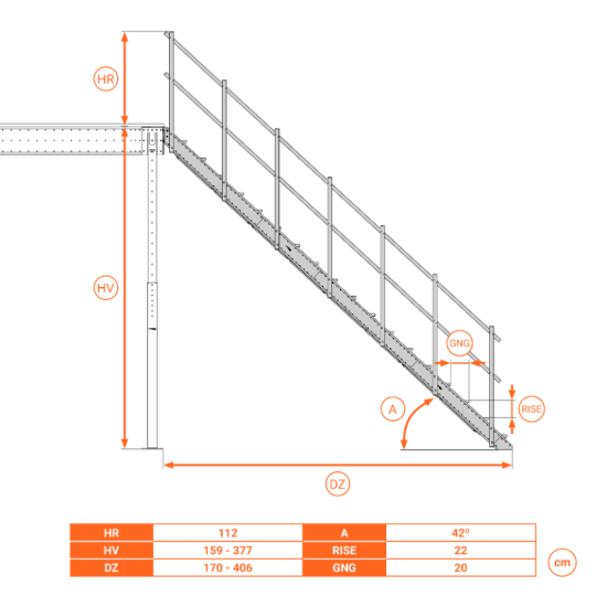 SCALA SALITA COMODA INCLINAZIONE 42° XL BIANCA
