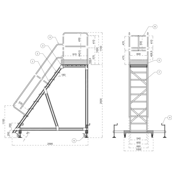 ESEPL SCALA A CASTELLO 4WD 09 GRADINI+PIATTAFORMA