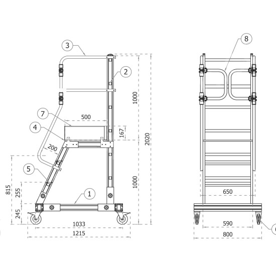 SCALA CASTELLO ALLUM. 4RUOTE 3GR.+PIATT. SCALA CASTELLO ALLUM. 4RUOTE 3GR.+PIATT.