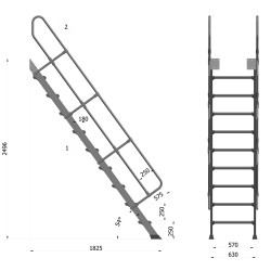 SCALA FISSA 9 GRADINI CON INCLINAZIONE 54° ALTEZZA DI SBARCO m2,75