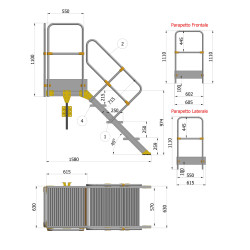 SCALA A 45° DA 03 GRADINI+PIATTAFORMA CON SBARCO A m 1,25