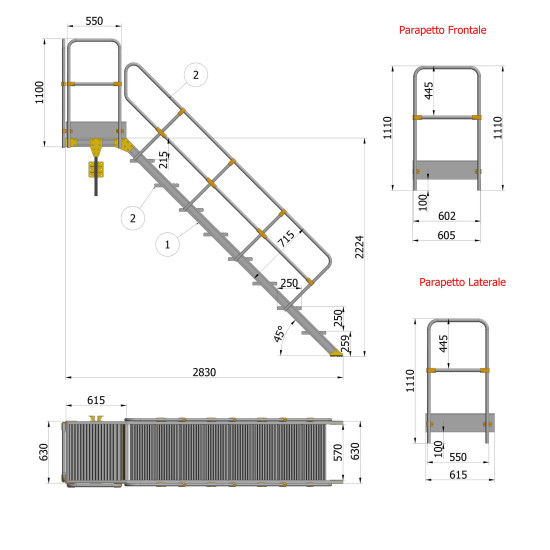 SCALA 45°8 GR.+PIATTAFORMA SBARCO M 2,25 SCALA 45°8 GR.+PIATTAFORMA SBARCO M 2,25