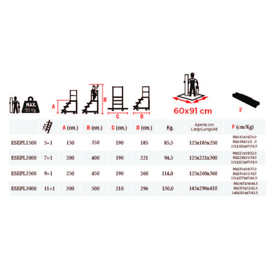 ESEPL SCALA A CASTELLO 4WD 09 GRADINI+PIATTAFORMA