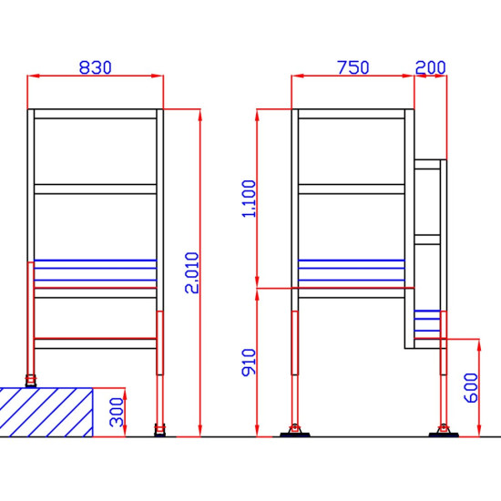 Base Telescopica ZZIPP H80 Cm Per Pedana ZZTM200 | Regolabile E Stabile